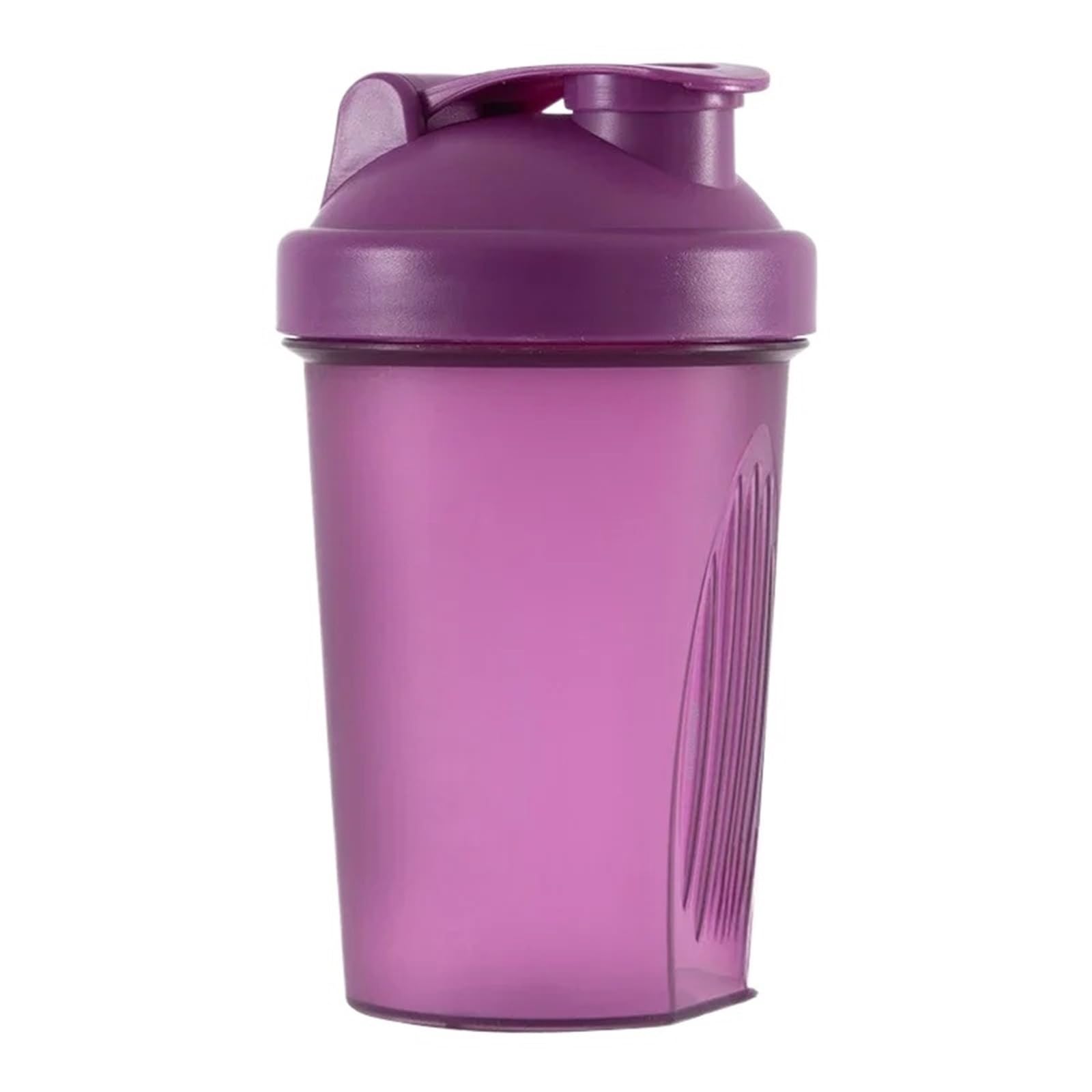 Shaker-Flasche mit Edelstahlkugel, BPA-frei, Kunststoff, auslaufsicher, für Pulver, Workout, Fitnessstudio, Sport, 400 ml, Violett