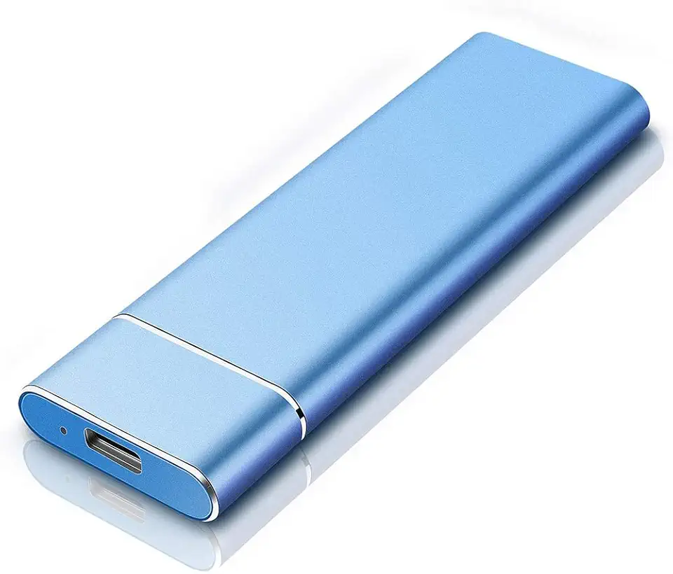 Disco rígido externo de 1 TB compatível com Mac, PC, laptop e desktop, antiqueda e à prova de choque, HD externo ultra fino e de alta velocidade (1 TB, azul)