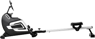 FBITE FXJ Water Rowing Machine 14 Magnetic Resistance Rowing Machine Foldable Portable Rowing Machine Quiet Powerful Magnetic Brake System Led Screen Aluminum Slides Space Saving Home Fitness Black