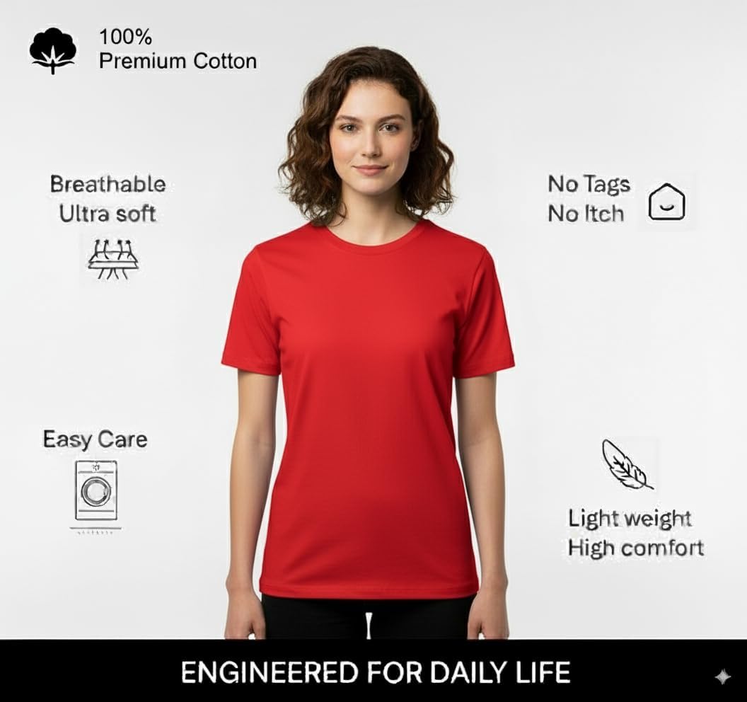 Tshirts for Women Tops Round Neck Short Sleeves Summer Tees Beach Vacation Outfits Casuals Soft Cotton - Image 5