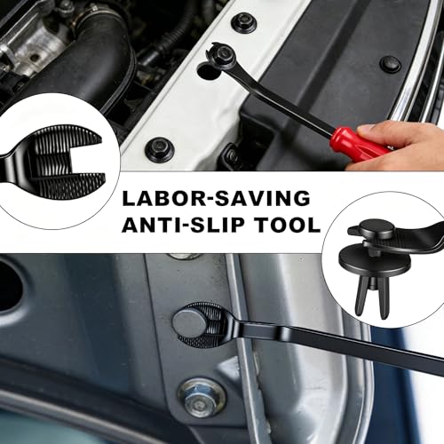 5 Pcs Car Trim Removal Tool Kit Upholstery Tools, Auto Clip Removal Pry Tool for Door Dash Dashboard Panel Fastener Remover, Push Pin Puller Body Repair Tools, Red - Image 6