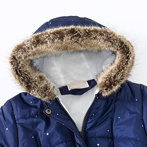 sfdgfhyf Girls' Winter Coat Insulated Long Parka Warm Hooded Puffer Jacket with Faux Fu𝐫 Collar Toddler Big3