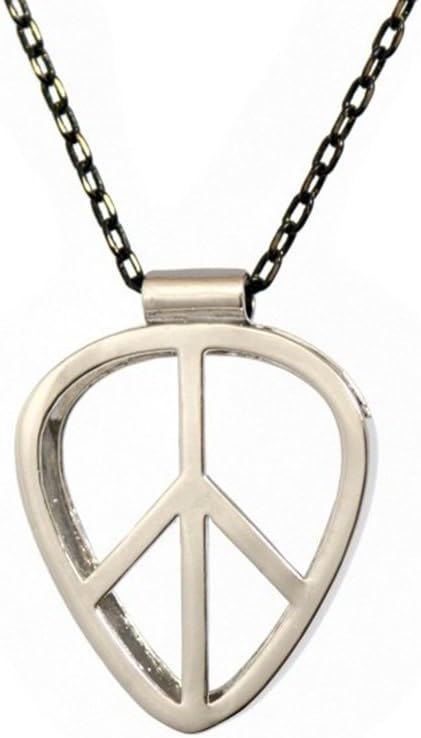 [PICKRING] Guitar Pick Holder Pendant Necklace Standard Size (Peace/Silver)