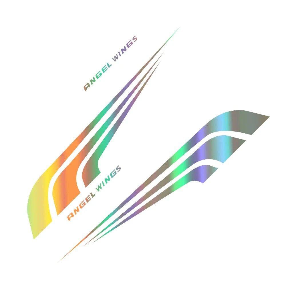 Bertdcx Colorful Laser Auto Accessory Car Door Angel Wing Vinyl Stickers Tuning Accessories(Colorful Laser)