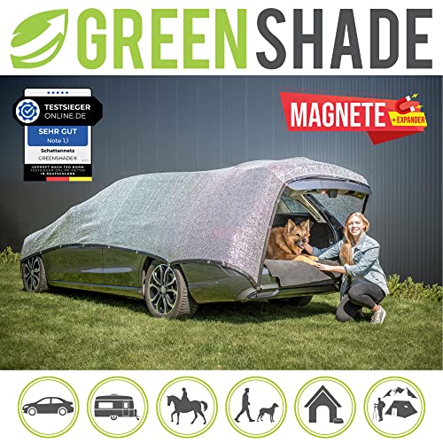 GREENSHADE Alunetz - XL 6x4m - 24qm - inkl. Magnet System - höchster Premium UV Sonnenschutz - Schattennetz Auto - Aluminet der effektive Hitzeschutz