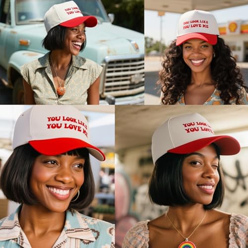 Funny Trucker Hats Embroidered Vintage Snapback Hat for Women Put It On My Husband's Tab Hats Gag Gifts Baseball Cap Red