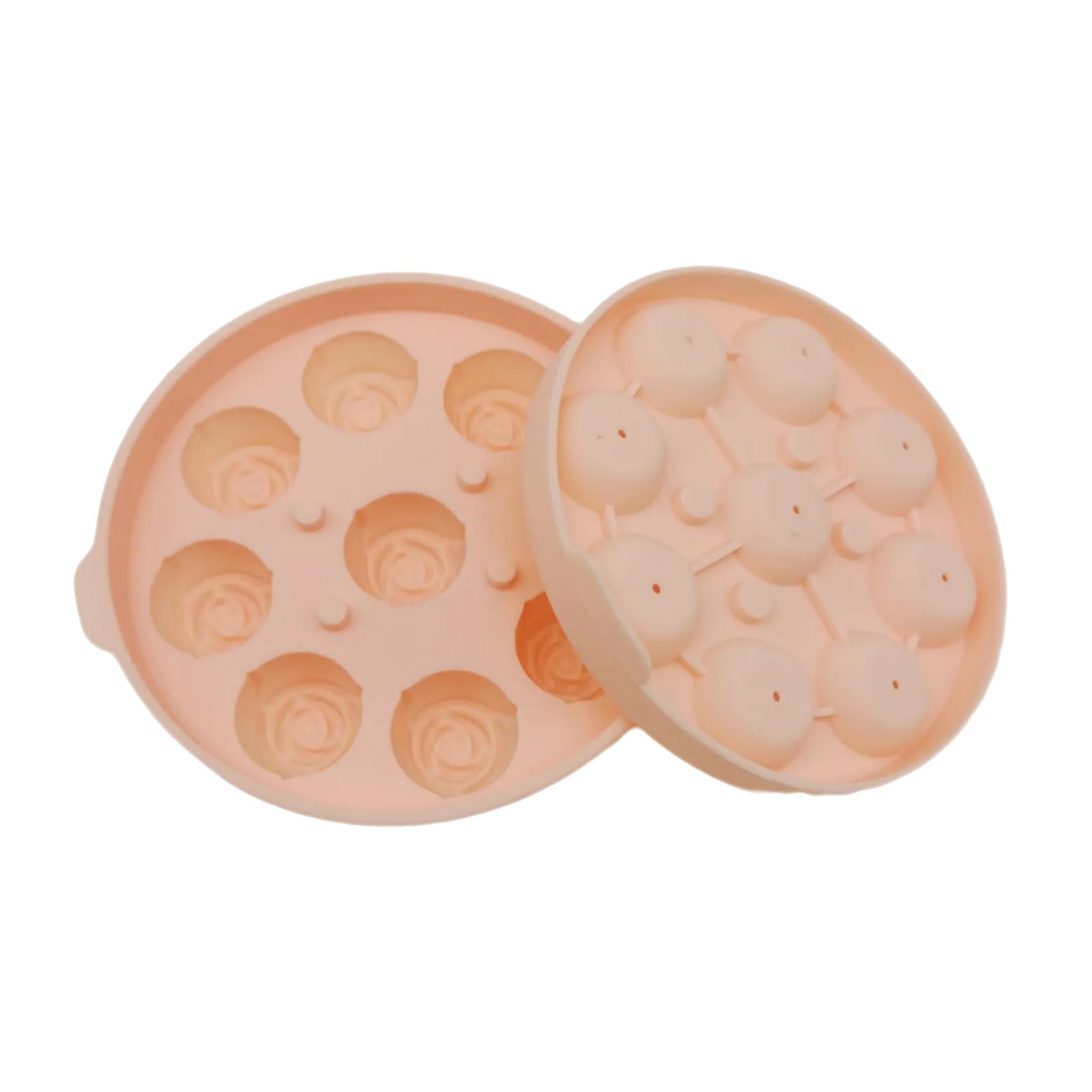 Tsophreniq 3D Rose Ice Molds with Lid Silicone Ice Cubes Tray Peach Shape Cubes Tray for Cocktails Coffee and Fruit Drinks Silicone