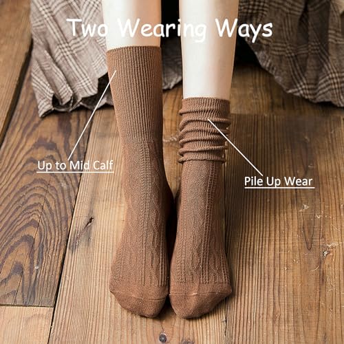9 Pairs Women Socks Long Knit Turn Cuff Cotton Slouchy Calf socks for Women Girls Ladies2