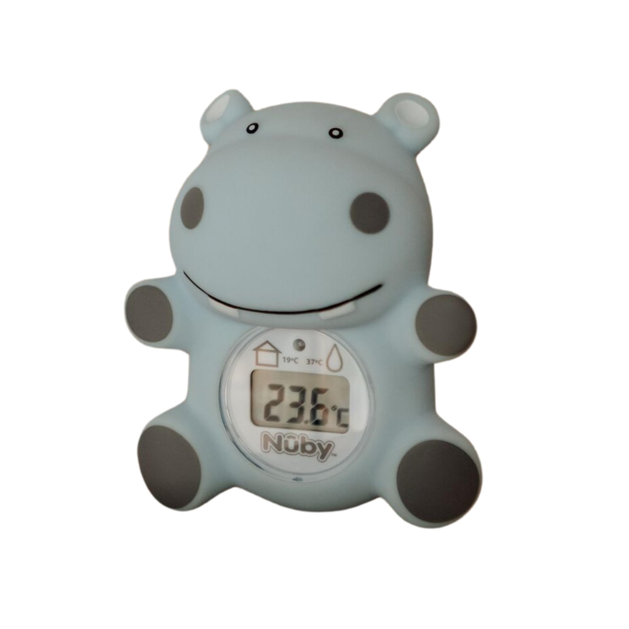 Nuby Hippo Baby Badethermometer - Digitales Thermometer mit leicht ablesbarem Bildschirm | BPA-frei | Bad & Raumthermometer | Geeignet ab Geburt (Blau)