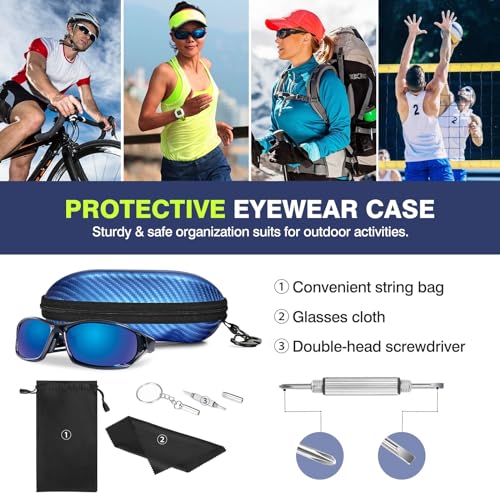 Image of MoKo Semi Hard Shell Sunglasses Case, Unisex Protective Eyeglass Case Glasses Case Holder with Metal Hanging Hook