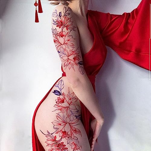 Image of Large Temporary Tattoos Women Temporary Neck Tattoos Temporary Realistic Flower Chest Tattoo for Adults (Temporary Tattoos Sticker 17)