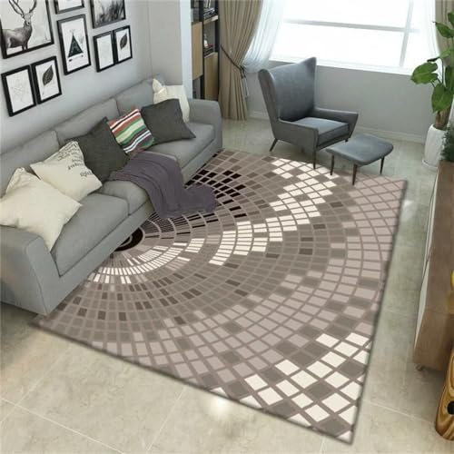 Tapis durable et antidérapant à carreaux noir pour grand salon moderne - 2
