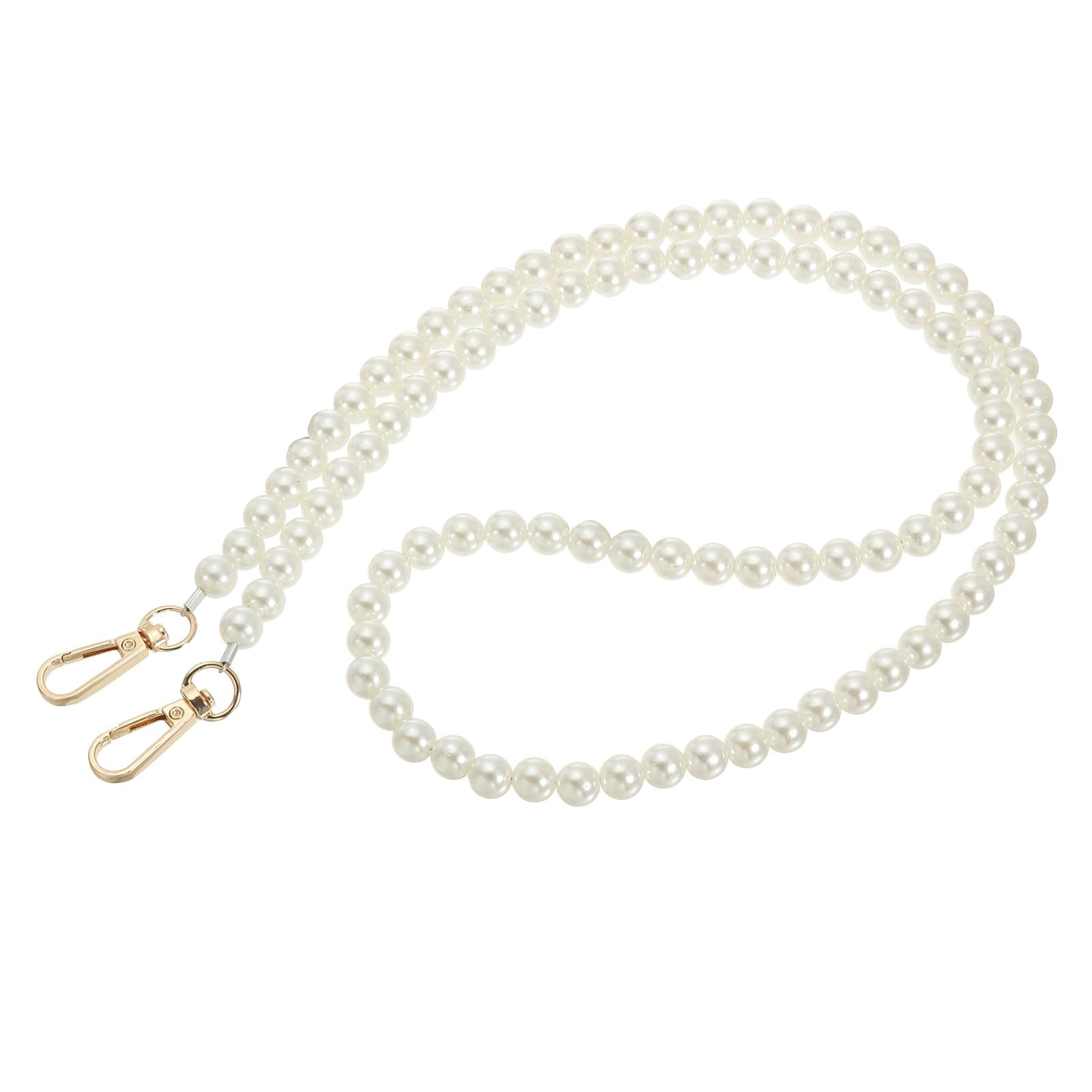 PATIKIL Imitation Pearl Bead Purse Chain Strap 39", Pearl Bag Chain Handbag Clutch Replacement with Metal Buckle for DIY Handbag Wallet Clutch Crafts Making, Light Gold - Image 3