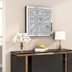 24 inch Crushed Diamond Square Mirror Clock review image