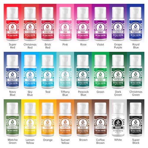 Image of Gel Food Coloring Set - 24 Colors x 0.7 oz Concentrated Gel Based Food Dye for Baking, Icing, Cake Decorating, Cookies & Fondant