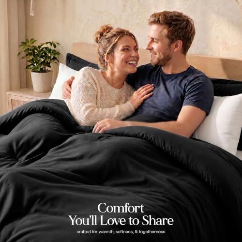 Image of Utopia Bedding 3 Pc Queen Comforter Set, All Season Bedding, Black