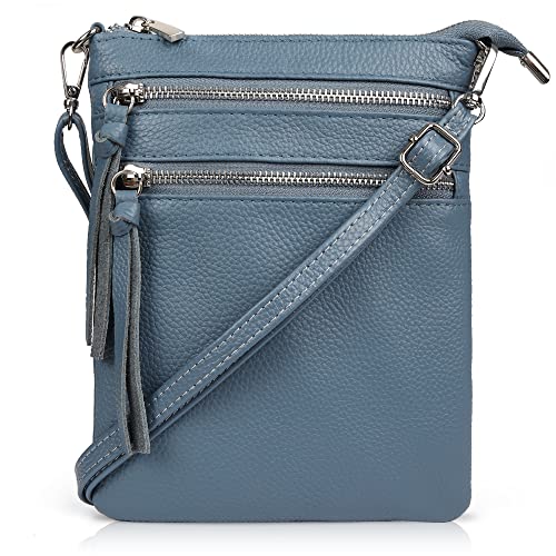 Image of befen Small Genuine Leather Crossbody Purses for Women Trendy Travel Shoulder Handbags with Multiple Zipper Pockets