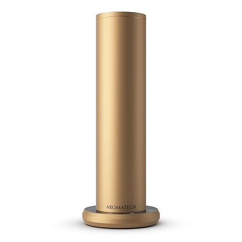 AromaTech New AroMini BT Plus Scent Diffuser w/Bluetooth – Cold-Air Diffusion Scent Machine for Home, Office, Hotel, Spa – Nebulizing Diffusion System for Essential Oil Blends (Gold) - Gold