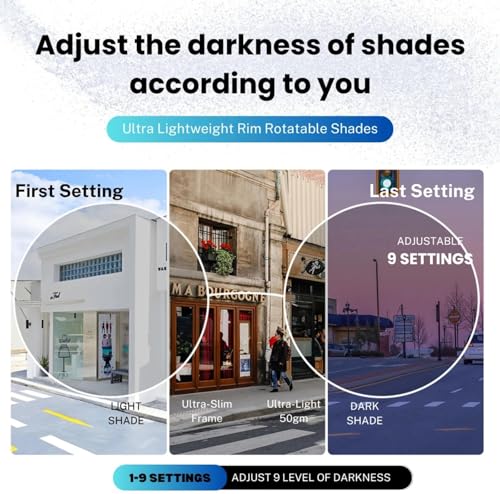 Image of Smart Photochromic Polarized Sunglasses 1-9 Level Adjustable Tint, UV400 Protection, Anti-Glare ND Filter Lenses, Lightweight Outdoor Sports Eyewear for Cycling, Fishing, Driving & Hiking 1 pcs