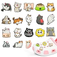 CJMUQHEHH Cartoon Cat Shoe Charms for Crocs Jibbitz, PVC Shoe Charm Cat Design, DIY Decoration for Children, Gift Idea for Parties, Reunion Pack of 18, 18 Pcs Schuh Charms