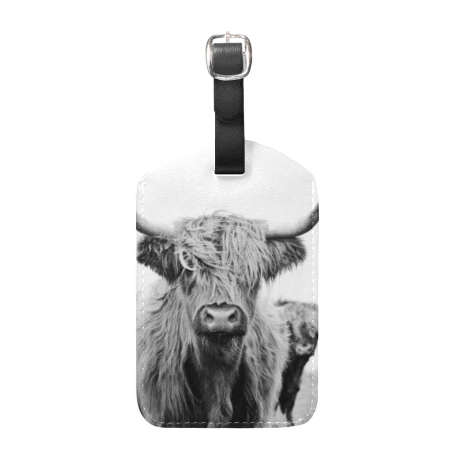 Etichette per bagagli 2 Pack mucca prato PU pelle bagagli Tag protezione privacy