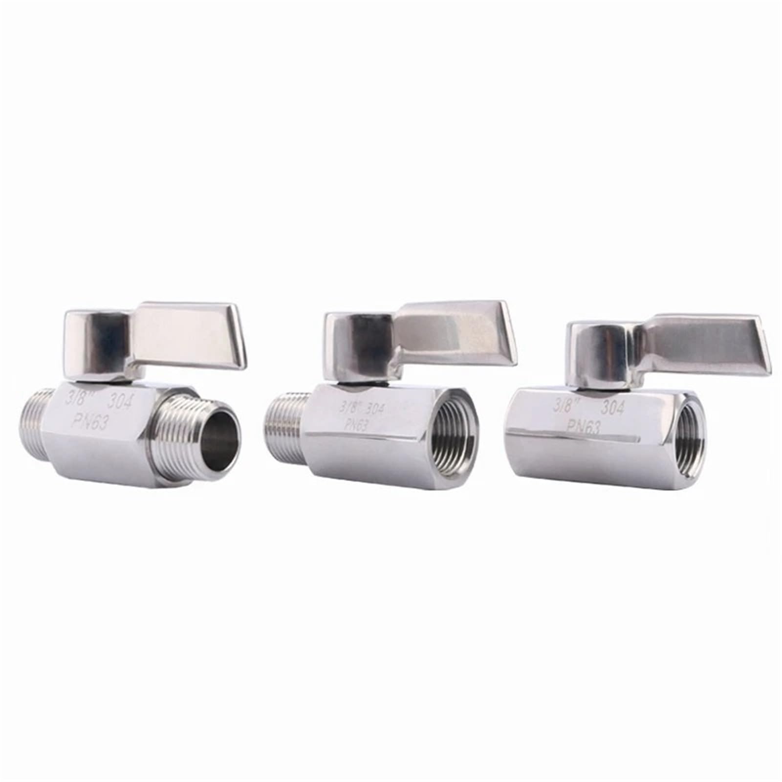 1 mini válvula de bola de acero inoxidable SU304, 2 vías, rosca hembra y macho BSP/NPT de 0.12 a 1 pulgada, para agua, aceite, gas y uso industrial (1 cm, NPT-macho a hembra)