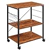 Mr IRONSTONE Kitchen Microwave Cart, 3-Tier Rolling Kitchen Utility Cart on Wheels Coffee Cart with Storage Bakers Rack…