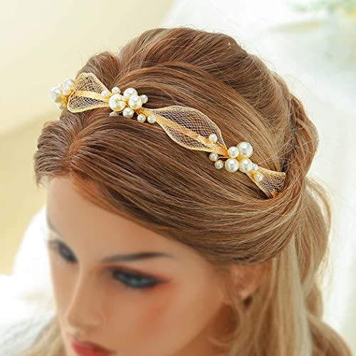 Casdre Pearl Bride Wedding Headband Gold Bridal Headpiece Hair Piece Hair Accessories For Women And Girls #TOP6