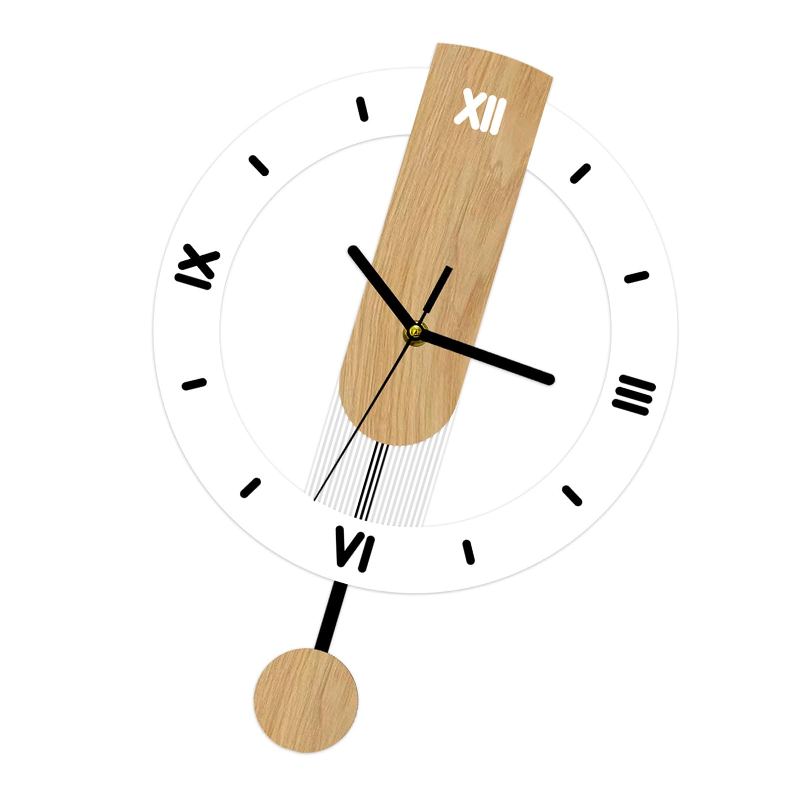 Msioytog Minimalists Wood Grains Wall Clock Quiet Mechanism Acrylic Clear Roman/Arabic Number Swing Clock Home Decors Acrylic Wall