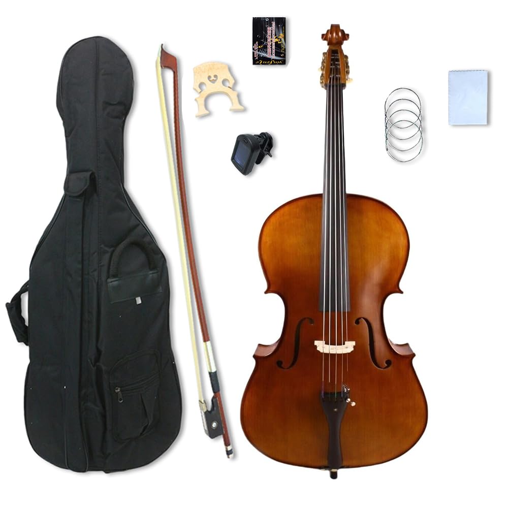 ModouString 5 String Cello 4/4 Full Size Maple Spruce Ebony Wood fittings Professional Sound Handmade (5 string)