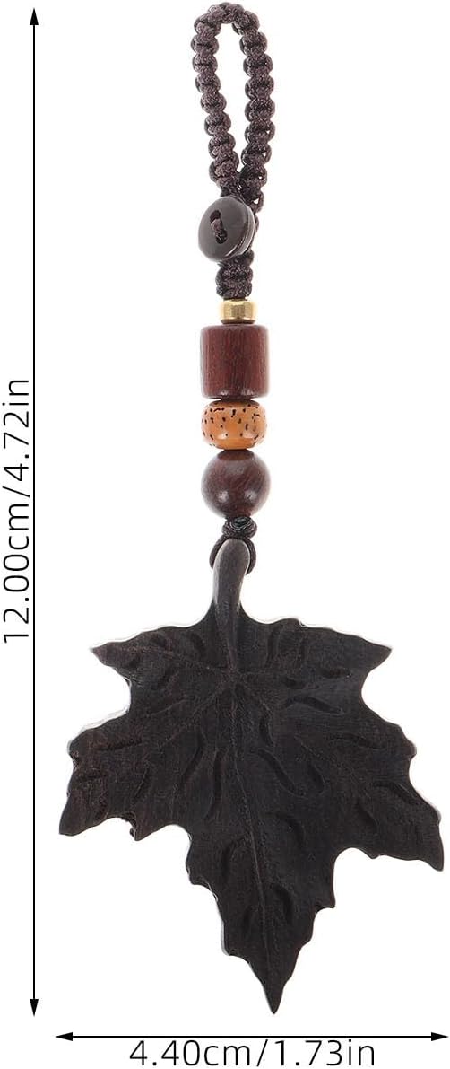 MAGICLULU Wooden Maple Leaf Phone Charm Xmas Decorative Keychain for Keys image 2