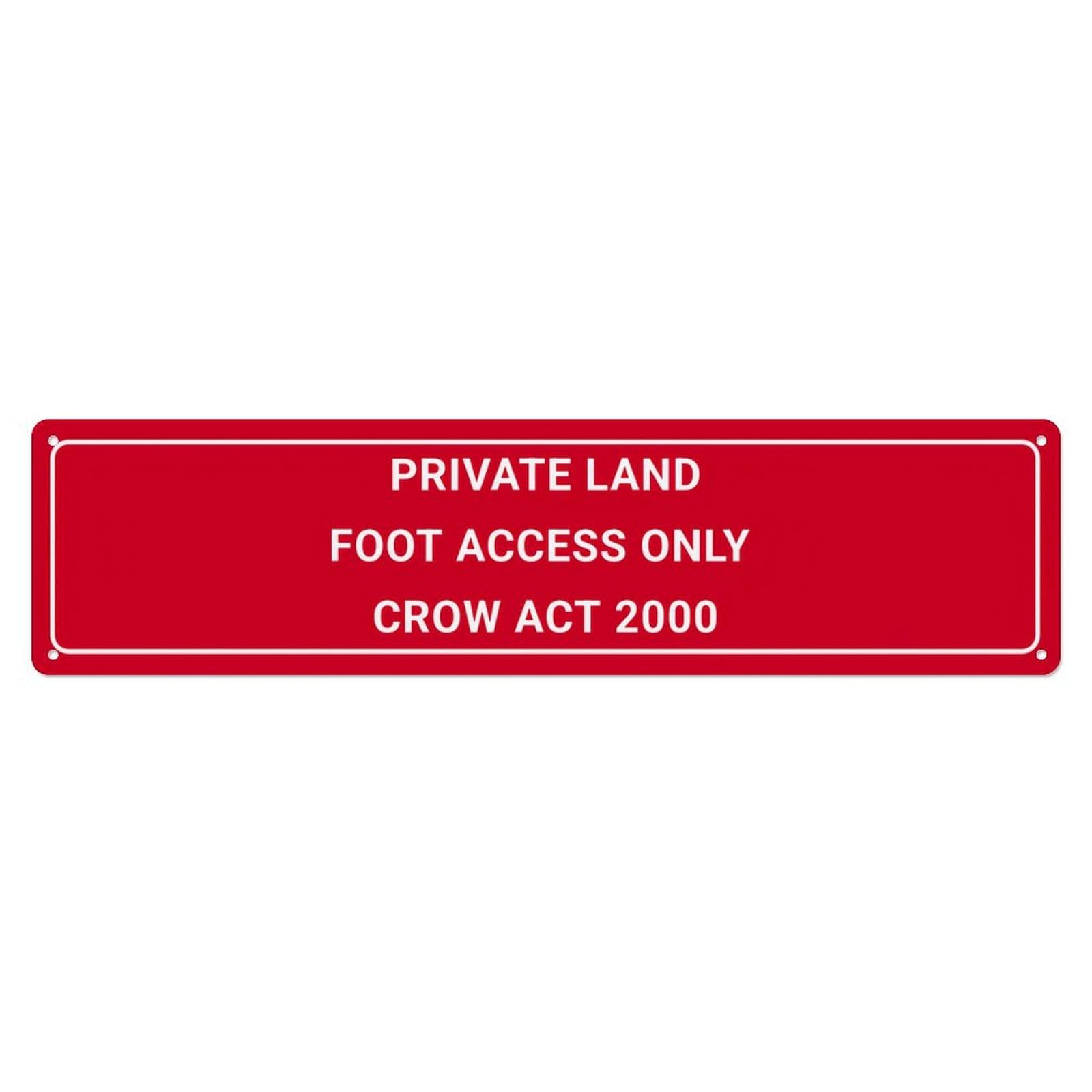 Private Land Foot Access Only Red Long Warning Sign Vintage Aluminium Metal Sign, Retro Wall Decor for Home, Bar, Garage & Farmhouse 10 * 40cm