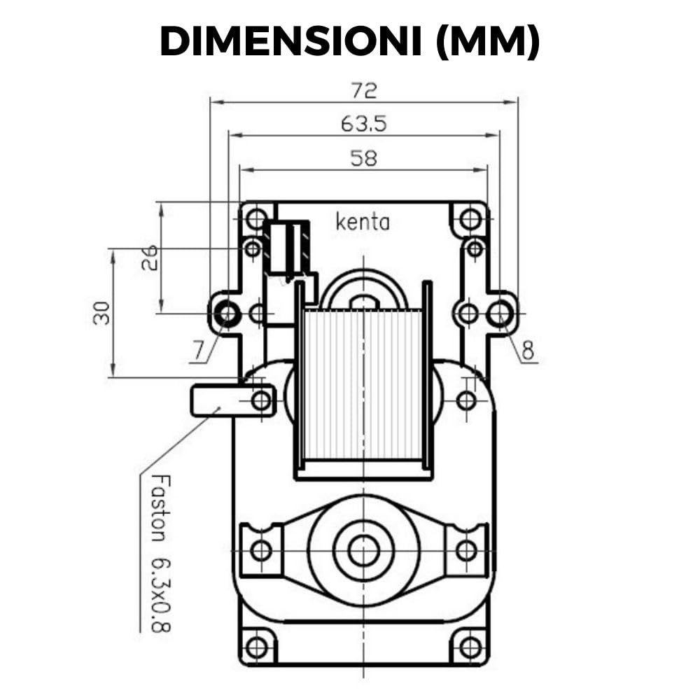 Easyricambi - Motore Girarrosto Elettrico, Motorino Elettrico per Girarrosto, BBQ Elettrico, Forno, Camino, Grill, Barbecue, Modello: Kenta K9113057, 2,5 RPM Giri al Minuto 23W Rotazione Oraria 220V
