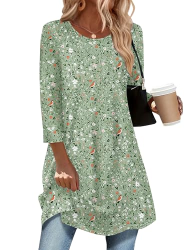 Image of Zeagoo Women Tops 3 /4 Sleeve Dressy Casual Plus Size Tunics Loose Blouses