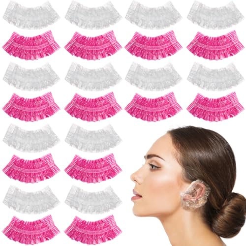 Lurrose 200 fundas transparentes desechables para los oídos, protectores de oídos, protectores de oídos, gorros de ducha para ducha, tinte de cabello spa