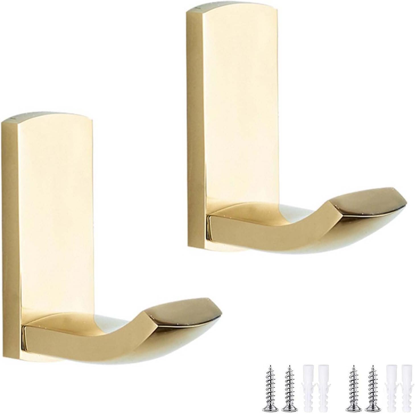 Paqwtyb Bright Gold Hooks, 2 Pack Antique Copper Coat Hook Wall-Mounted