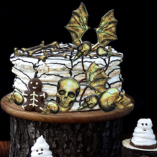 Whaline Halloween Theme Fondant Molds Halloween Skull Skeleton Pattern Silicone Moulds Crow Bone Skull Candy Molds For Halloween Party Cupcake Topper Decorating Sugar Diy Craft Gum Paste Resin Clay #TOP5