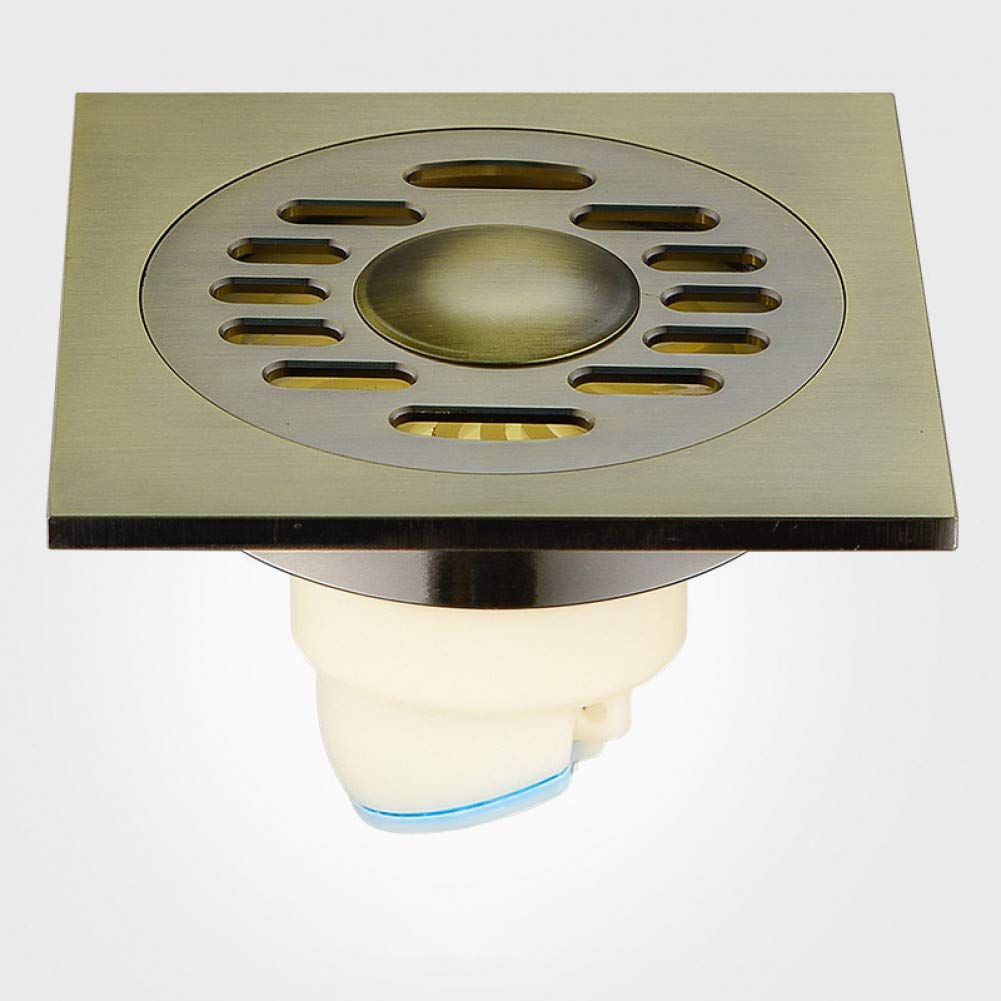 Siphon de Sol, Siphon de Sol déodorant Tout en cuivre, Siphon de Sol en Laiton, Dessin épaississant, Siphon de Sol de Salle de Douche, Siphon de Sol carré pour Machine à Laver, 100 x 100 mm (G2)