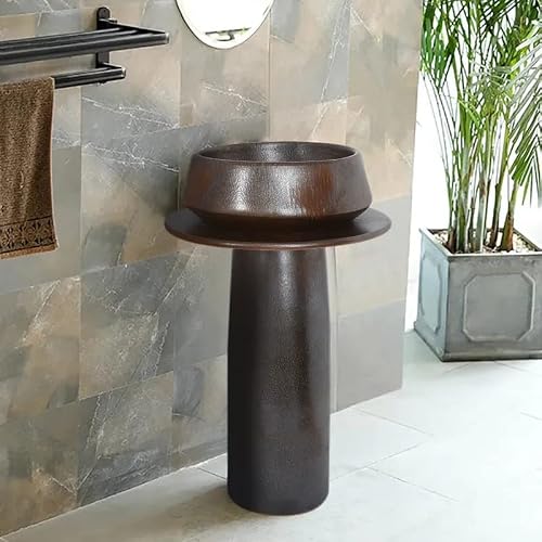 Weibath Vintage Retro 22" Kaolin Clay Pedestal Sink Freestanding Bathroom Sink without Drain & Faucet
