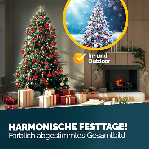 DEUBA® Weihnachtskugeln 103tlg Christbaumschmuck Kunststoff Rot – Ansicht 6
