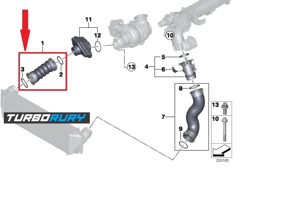 Reemplazo de Manguera de Turbocompresor Intercooler - Compatible con BMW 3, BMW 4, BMW X3, BMW X4 - OE 11618513450, 1161-8513450, 8513450 - Hecho de caucho de silicona
