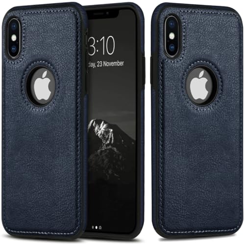 JAROIE Funda de cuero de lujo con diseño elegante para iPhone Xs Max, funda protectora ultrafina antideslizante de 16,5 pulgadas (azul)