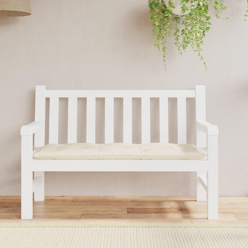 Cuscino per Panca da Giardino Crema 120x50x7 cm | Imbottitura morbida traspirante con laccetti di fissaggio per panche da patio e terrazzo
