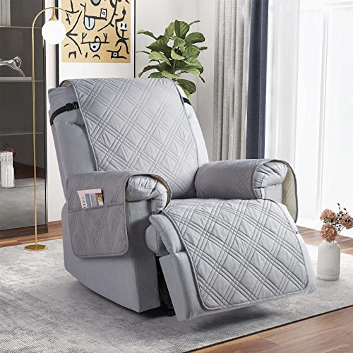 Image of TAOCOCO 100% Waterproof Recliner Chair Cover, Non Slip Recliner Covers for Recliner Chair with Pocket, Washable Reclining Chair Cover Furniture Protector for Kids, Pets(Recliner Chair, Dove Grey)