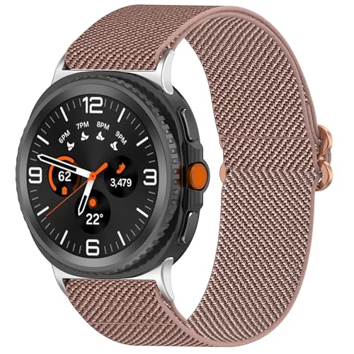 Nylon Armband Kompatibel mit Samsung Galaxy Watch 8 44mm 40mm Armb&auml;nder Damen Herren Weiches atmungsaktives Uhrenarmband Ersatz Elastisches Sport Verstellbares Ersatzarmband (Rosa)