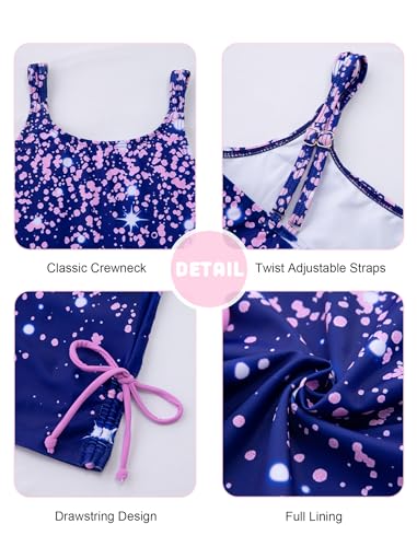 HOZIY Girls' Swimwear Size 10 Tween Tankini Swimsuit with Shorts 2 Piece Adjustable Twist Strap Swim Suit Summer Beach Bathing Suits Size 9 — view 4