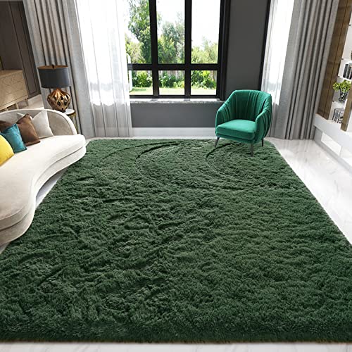 Image of Zedrew Deep Green Area Rugs 4x6 Feet Rug for Bedroom Living Room, Cute Indoor Shaggy Carpets, Plush Soft Rug for Kids Room, Fluffy Rugs for Girls Boys Nursery Room Home Decor