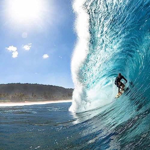 Image of Big Wave 7ft Surfboard Leash with Power Clip Quick Release Upgrade, Cord Thickness (.313in), Key Pocket, Unbreakable Swivels, Detachable Railsaver, Made in USA