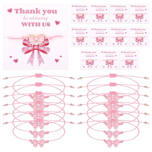 Bracelets en corde tressée avec nœud coquet et cartes motivation | Lot de 12