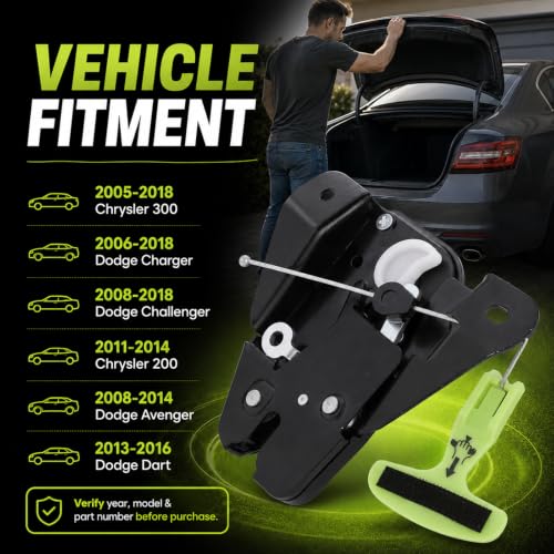 Image of Yinlowa Rear Trunk Latch Actuator for Dodge Charger, Chrysler 300, 931-714 | Fits 2005-2018 Chrysler and 2006-2018 Dodge Cars; Replaces 5056244AA /AB /AC /AD; 3-Pin Rear Decklid Latch